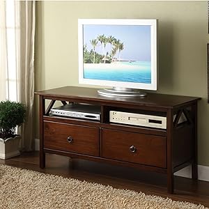 Pongwit TV Stand Storage Living Room Home Furniture Wood Drawer Decor Aged Cherry