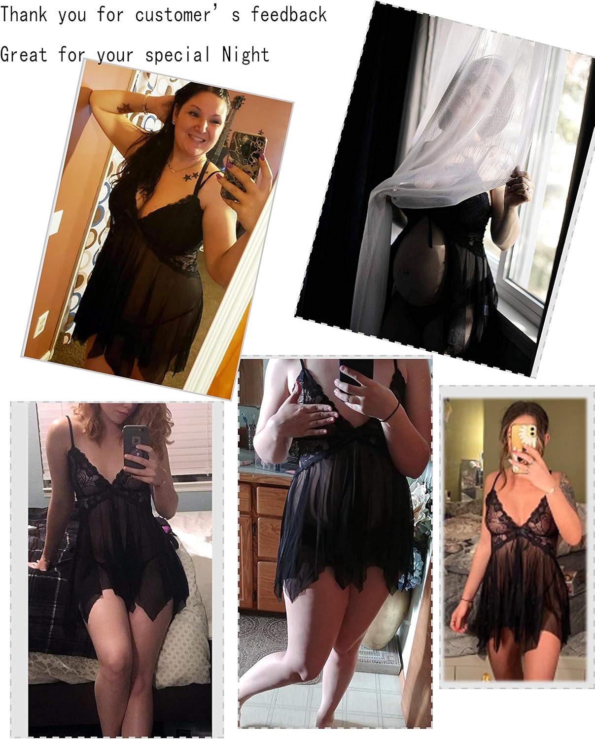 Avidlove Women Lingerie Lace Babydoll V Neck Sleepwear Strap Chemise at  Women’s Clothing store
