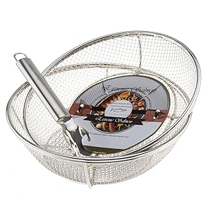 Grill Basket, Grill Accessories Set Heavy Duty Barbecue Grilling Basket Vegetables Stainless Steel Veggies Grill Topper Cookware with Handles Charcoal Gas Outdoor Grill Cooking
