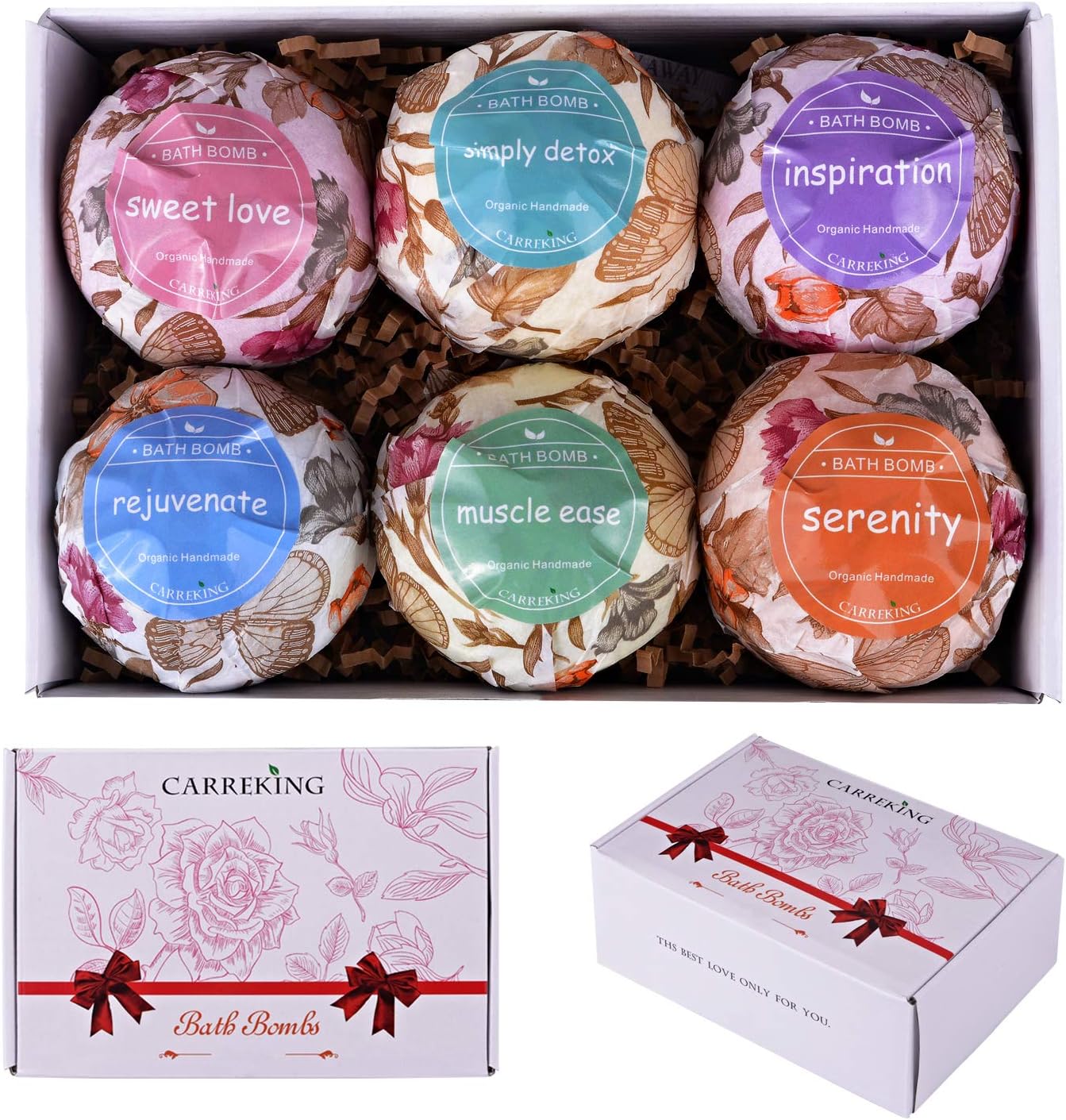 Bath Bombs Carreking 6PCS Bath Bomb Gift Set of Bubble Bath Sets Luxury Fizzies Effervescent Shower Gift Kit Ideas for Women, Moms, Girlfriend, Birthdays and Bridal Showers (Set of 6pcs)