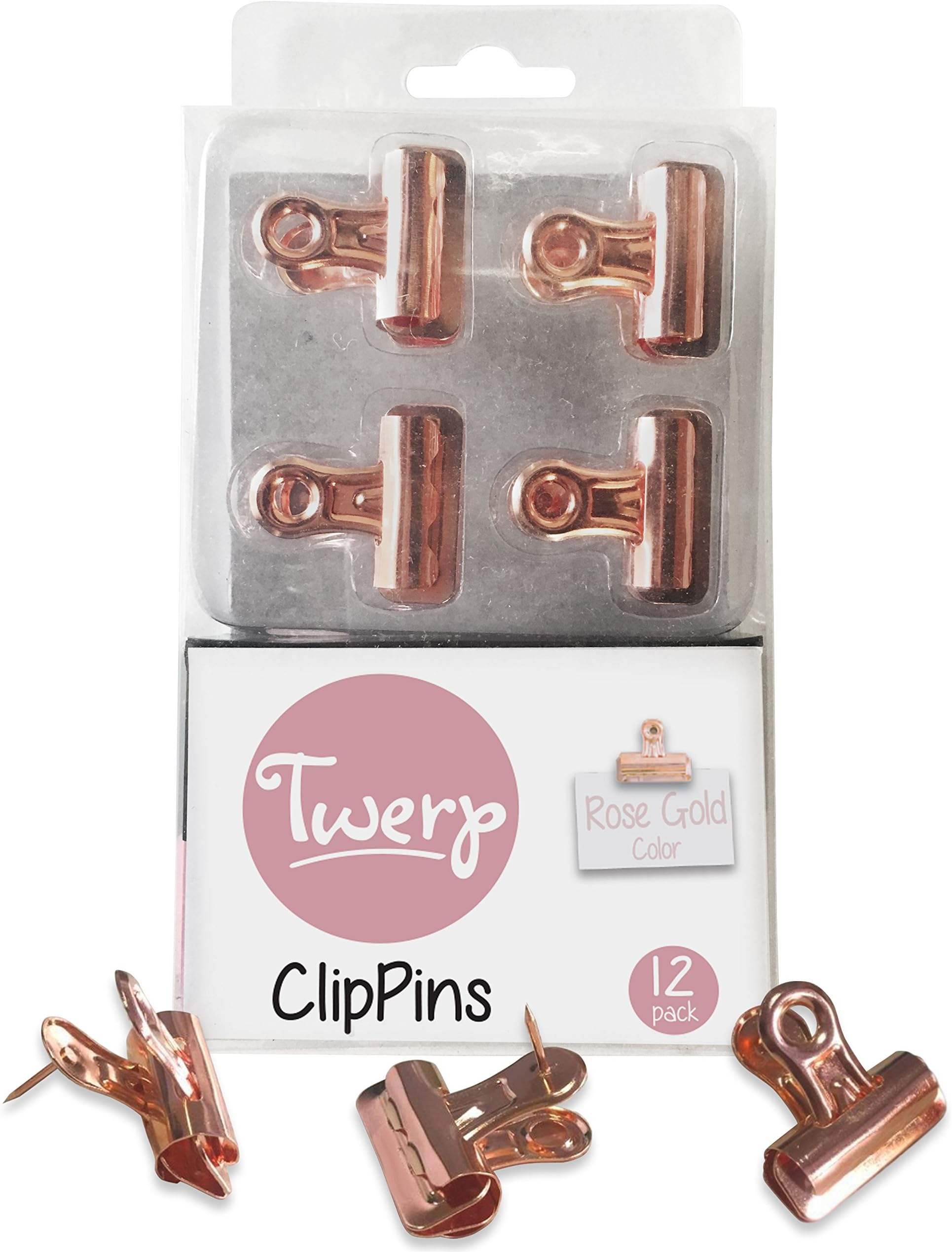 Decorative Push Pins with Clips | Rose Gold Thumb Tacks for Cork Boards, Bulletin Boards and Cubicle Walls |