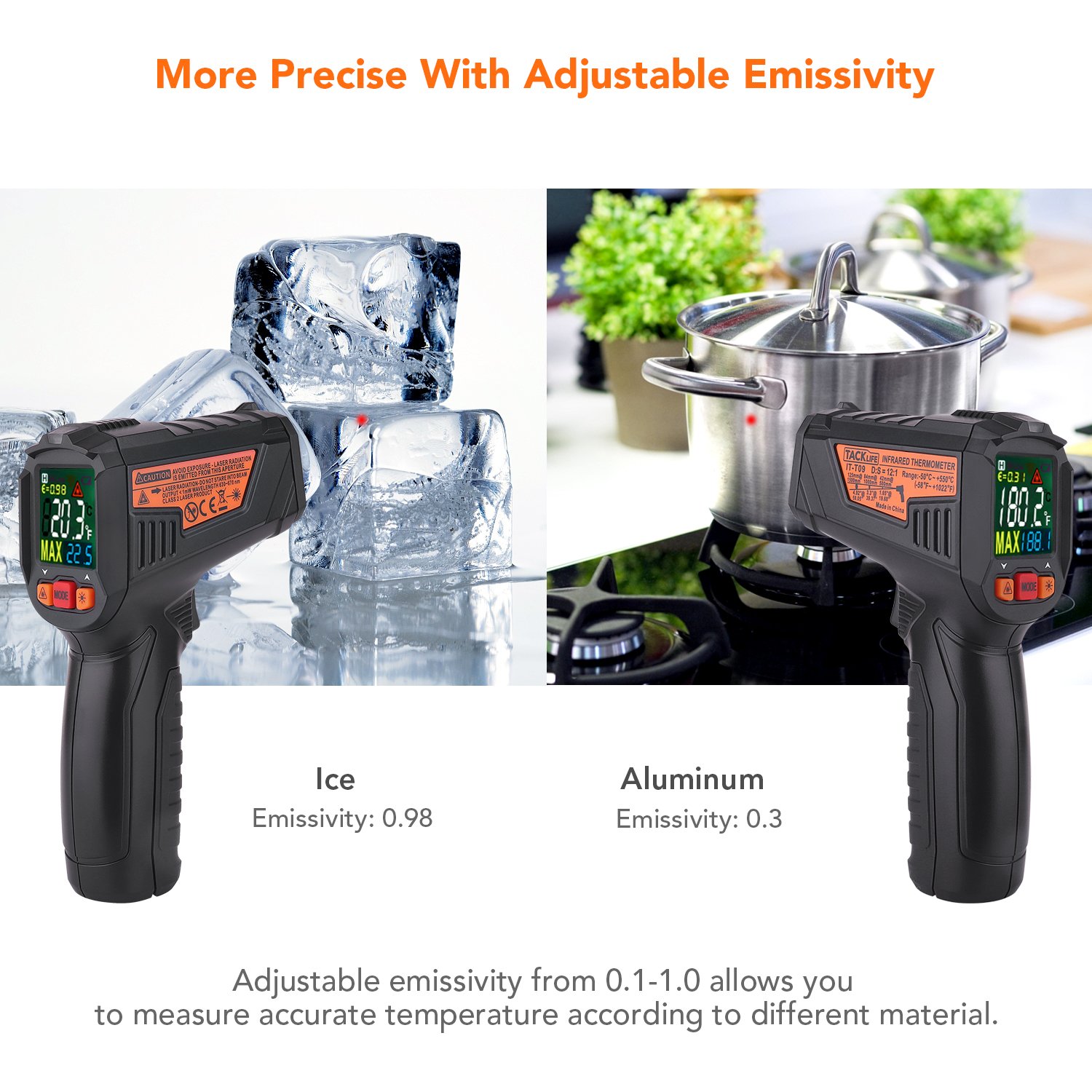 Infrared Thermometer, Tacklife 58℉1022℉(50℃550℃) NonContact Laser