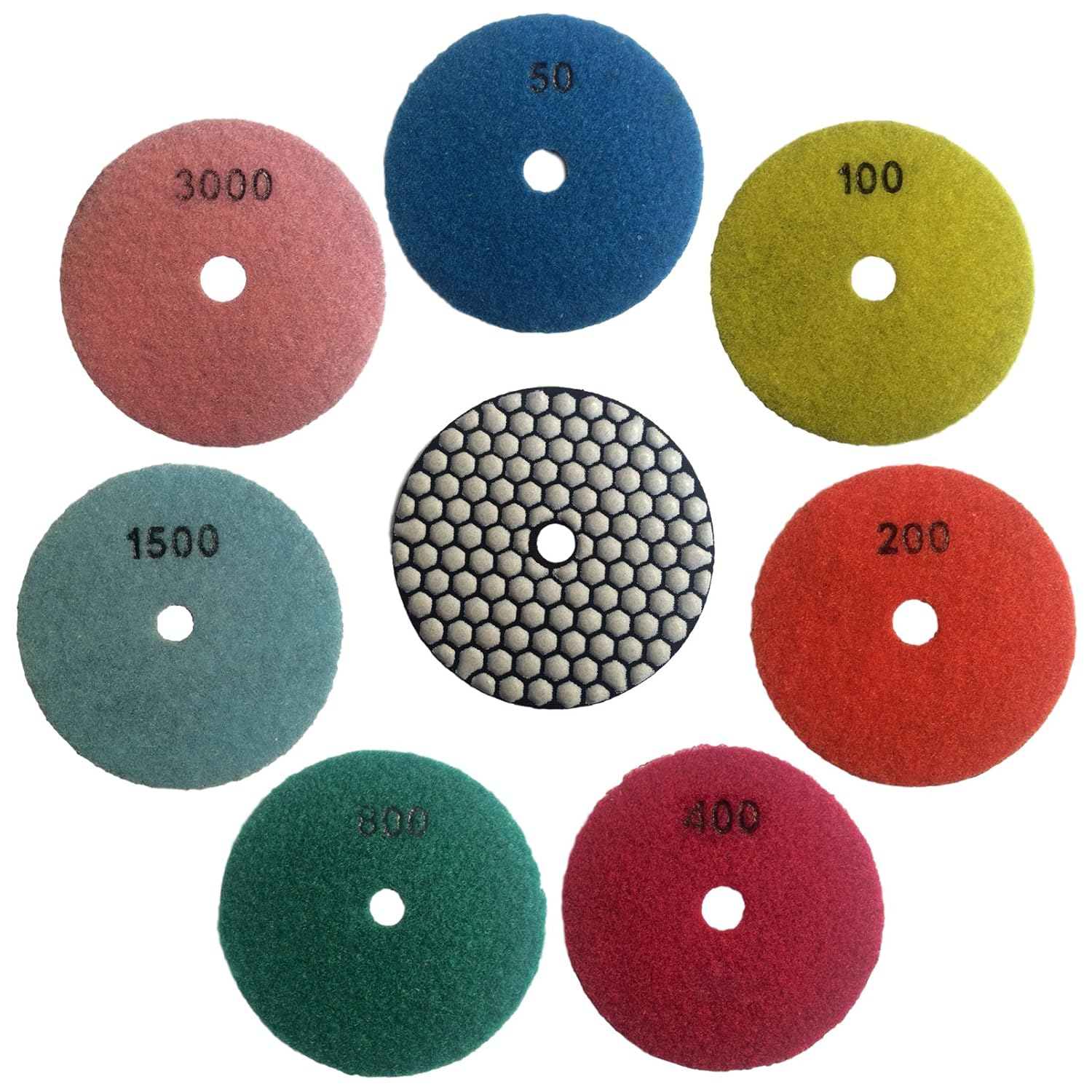 Konfor 4 Inch Diamond Dry Polishing Pads for Sanding Marble Granite