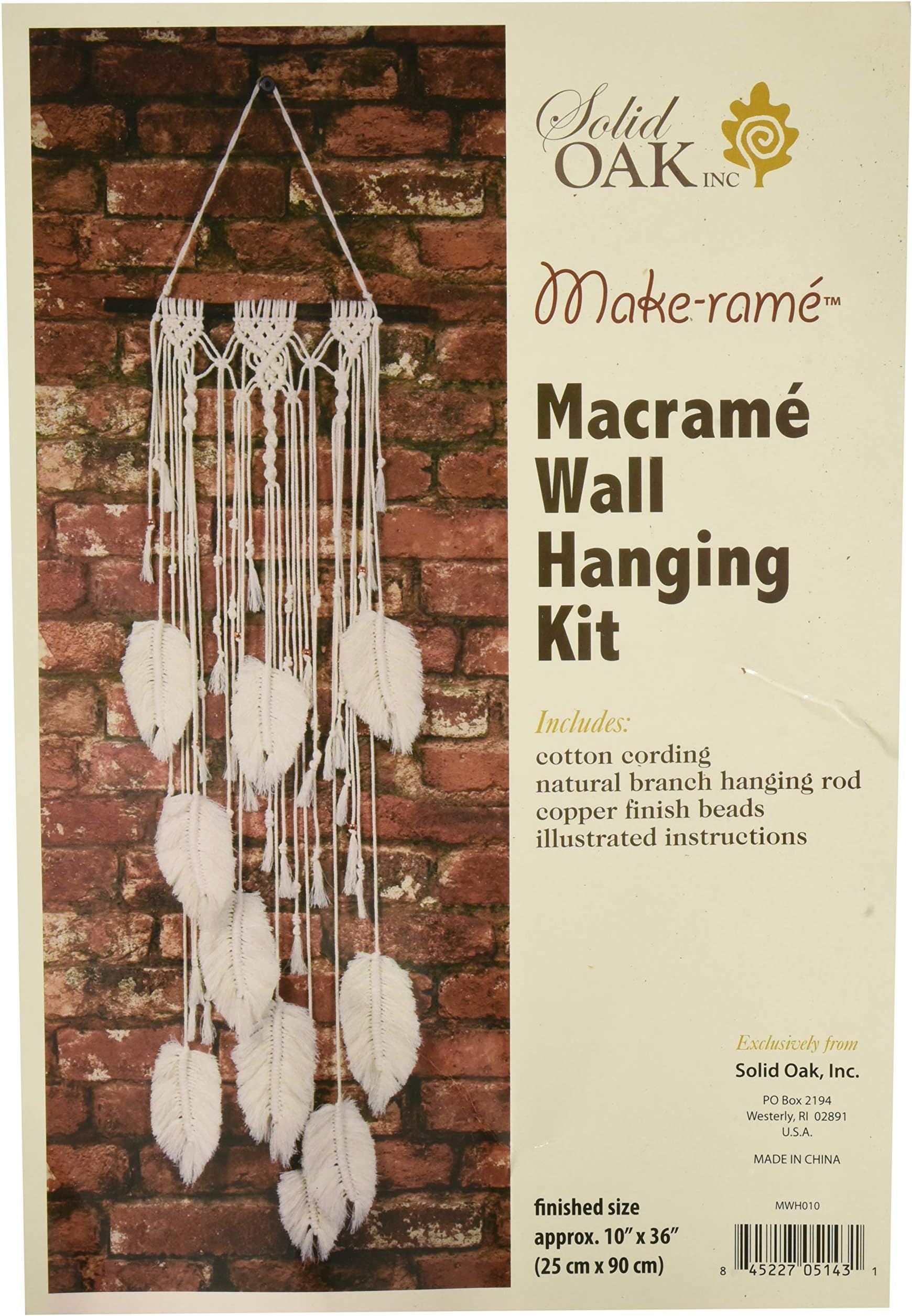 Solid Oak Macrame Wall Hanging Feather