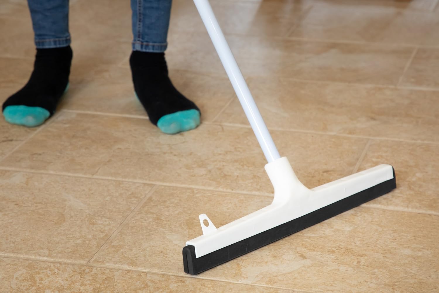 Floor Squeegee For Wet Room with Foam Wiper Blade Mop with Telescopic Extending Handle Perfect