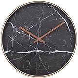 Luxury Modern 12” Wall Clock with Black Marble Surface with Gold Frame