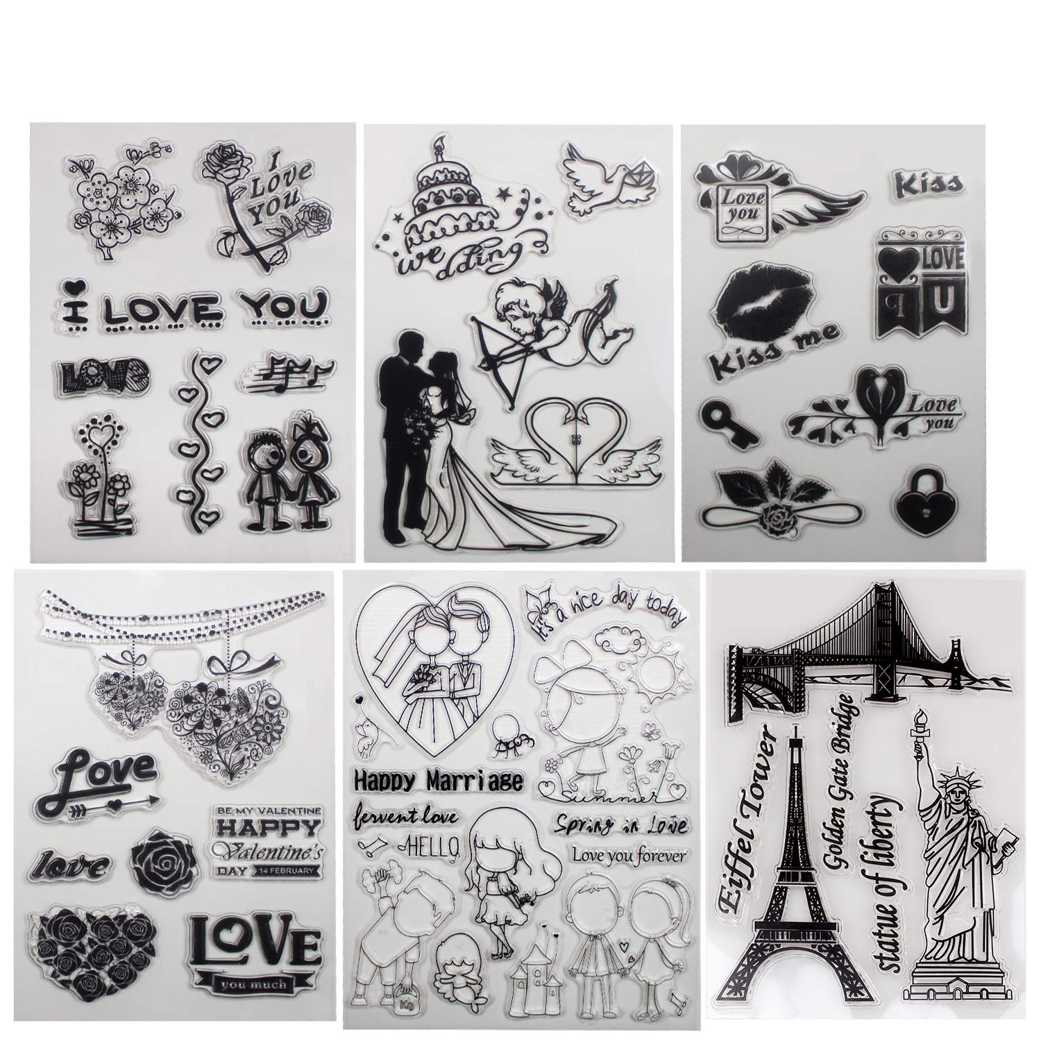 Clear Stamp Happy Valentines Day kiss You Love Blooms Envelope DIY Scrapbook Card Embossing Template Transparent Stamp