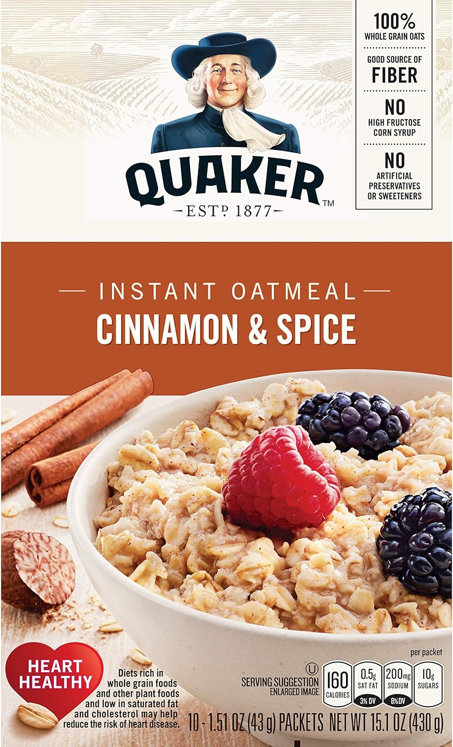 Quaker Cinnamon & Spice Instant Oatmeal, 10 count Amazon.ca Grocery