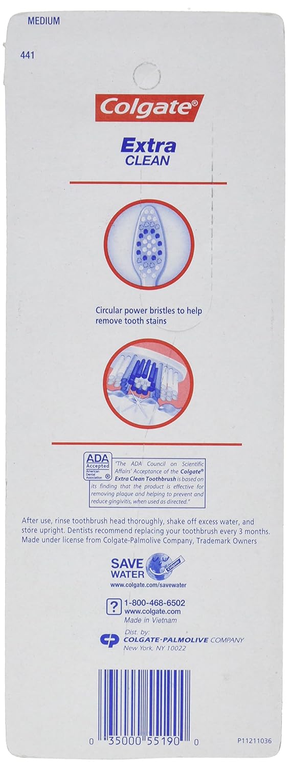 Colgate Extra Clean Full Head Toothbrush, Medium - 6 Count : Beauty