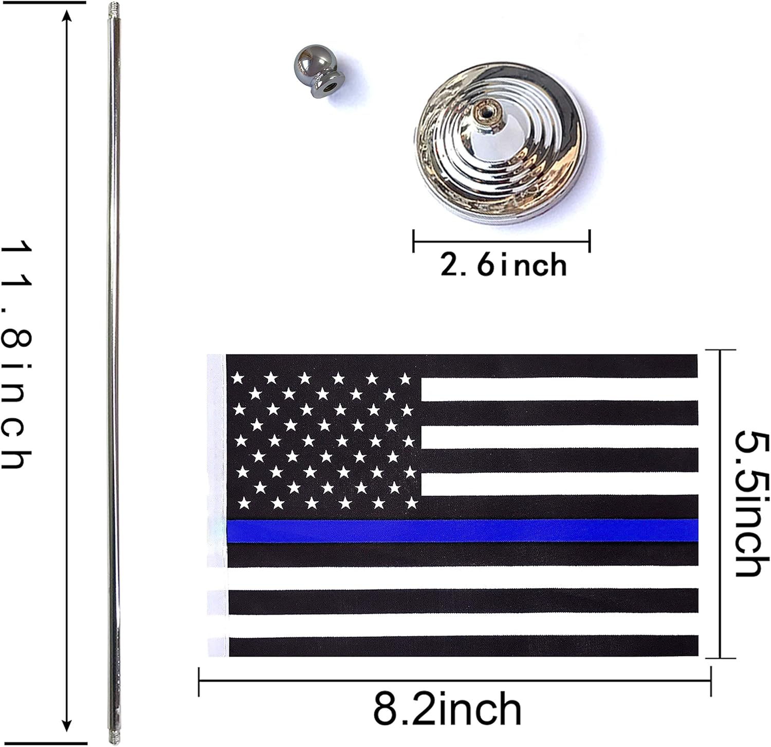 WEITBF Thin Blue Line USA American Police Desk Flag Small Mini Honoring Law Enforcement Officers US Flags Office Table Flag with Stand Base,2 Pack: Garden & Outdoor