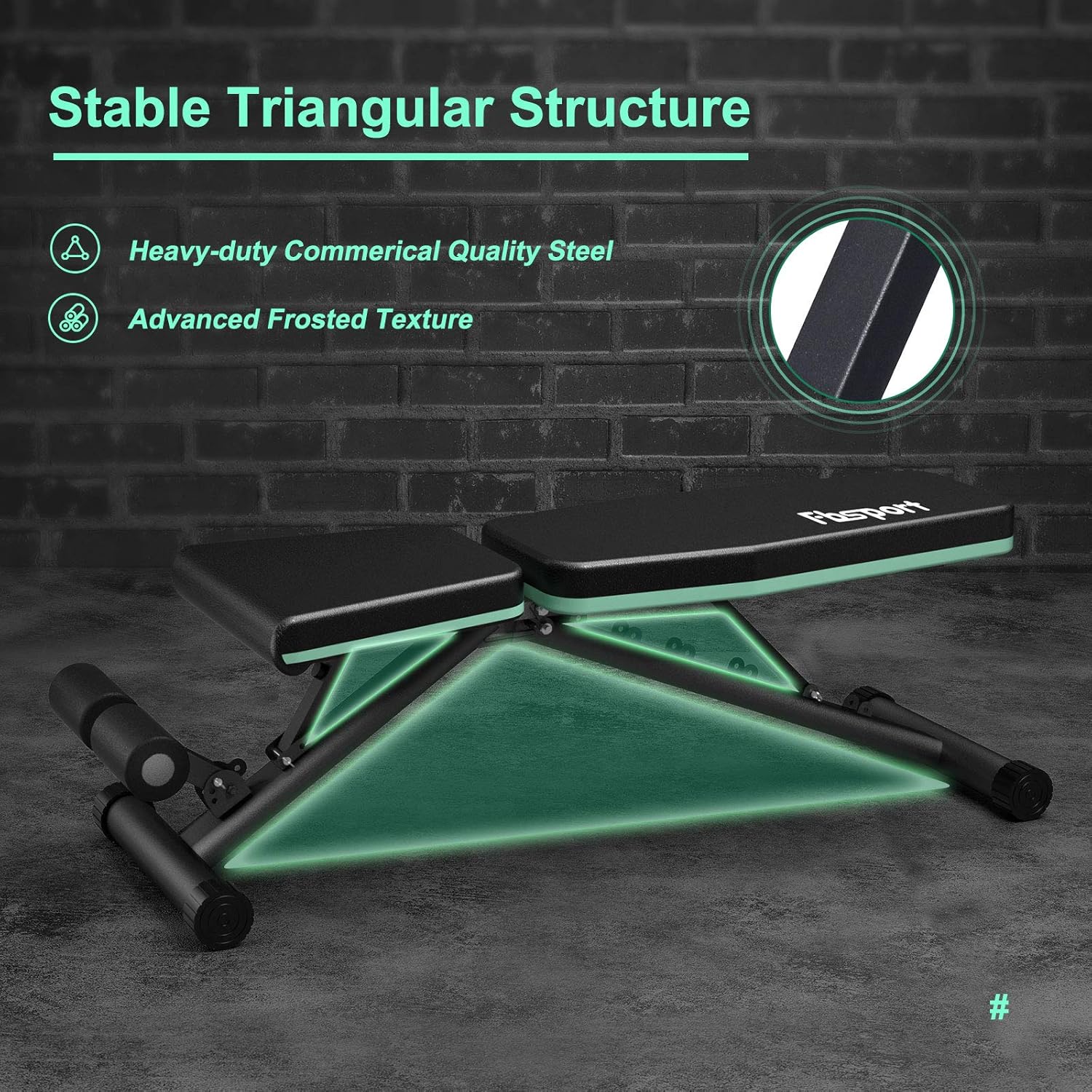 FBSPORT Weight Bench, Adjustable Strength Training Workout Bench, Bench Press for Home Gym Full Body Exercise, Incline Decline Weight Bench Foldable Workout Bench with Bands, Green : Sports & Outdoors
