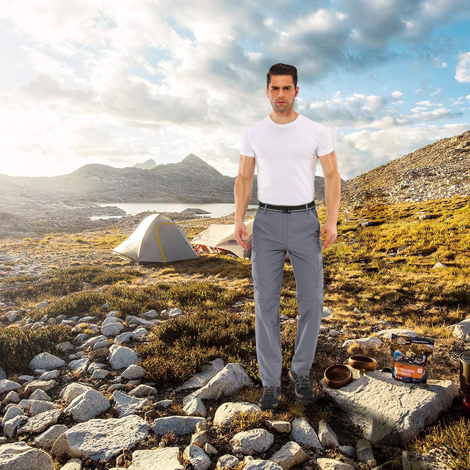 Mens Hiking Fishing Pants, Lightweight Quick Dry Zip Off UPF 50+ Outdoor Travel Safari Pants: Clothing