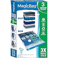 MagicBag Smart Design Instant Space Saver Storage - Flat Medium - Airtight Double Zipper - Vacuum Seal - Clothing…