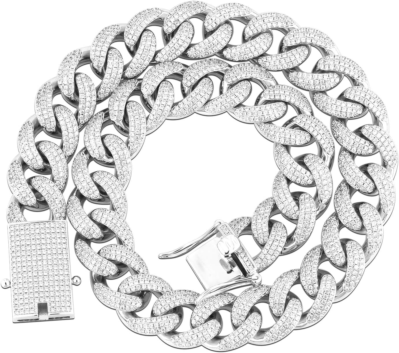GOLD IDEA JEWELRY 18mm Iced Out Cuban Link Chain 14k/18k/White/Rose Gold, Heavy and Durable, 5A+ CZ Stones, Miami Hip Hop Necklace/Bracelet for Men Women Rapper Birthday Christmas Gift