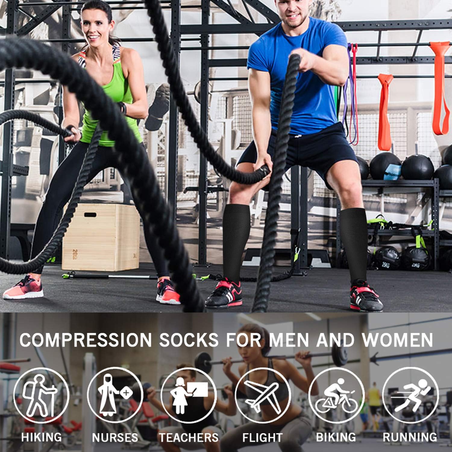 8 Pack Copper Knee High Compression Socks For Men & Women-Best For Running, Athletic, Medical, Pregnancy and Travel -15-20mmHg : Clothing