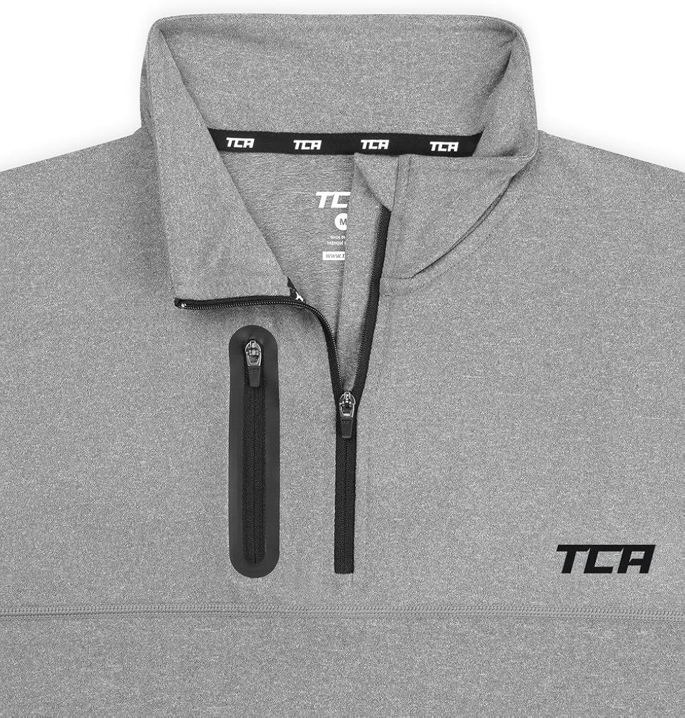 TCA Men's Fusion Pro Quickdry Long Sleeve Half-Zip Running Shirt: Clothing