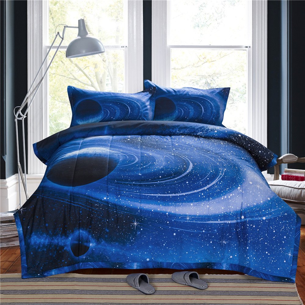 NTBED 3D Galaxy Comforter Sets Full with 2 Matching Pillow