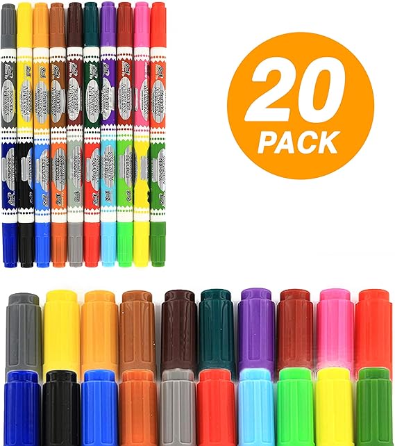 Emraw 10 Color DoubleTip Washable Markers Classroom Pack