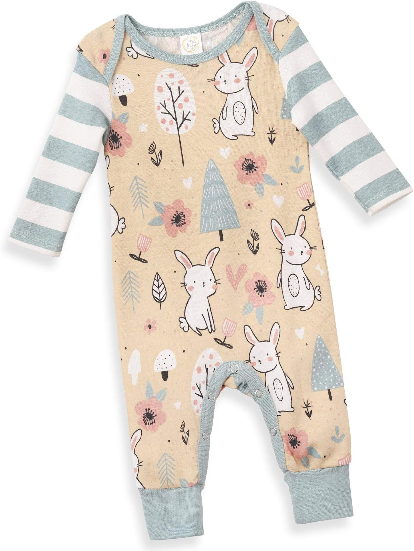 Tesa Babe Baby Easter Romper for Newborn Boy Girl Infant to Toddler in Bunny Print, Multi