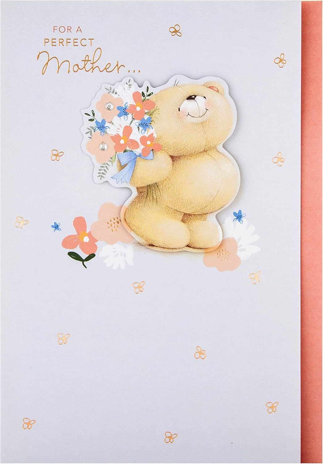 Hallmark Mothers Day Card for Mother Cute Forever Friends Bears Design, From Daughter, From Son, Blue, Pink, White - Image 3