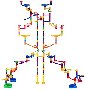 Marble Genius Marble Run Extreme Set - 145 Complete Pieces + Free Instruction App (125 Translucent Marbulous Pieces + 20 Glass Marbles)