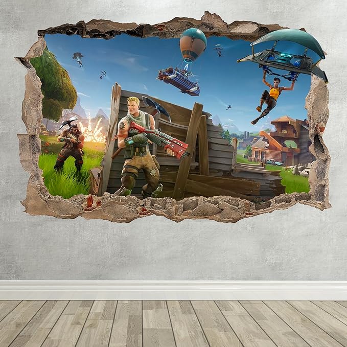 Fortnite Gaming Wall Sticker Breakout Removable Wall Mural Easy to Apply Wall Decals Home