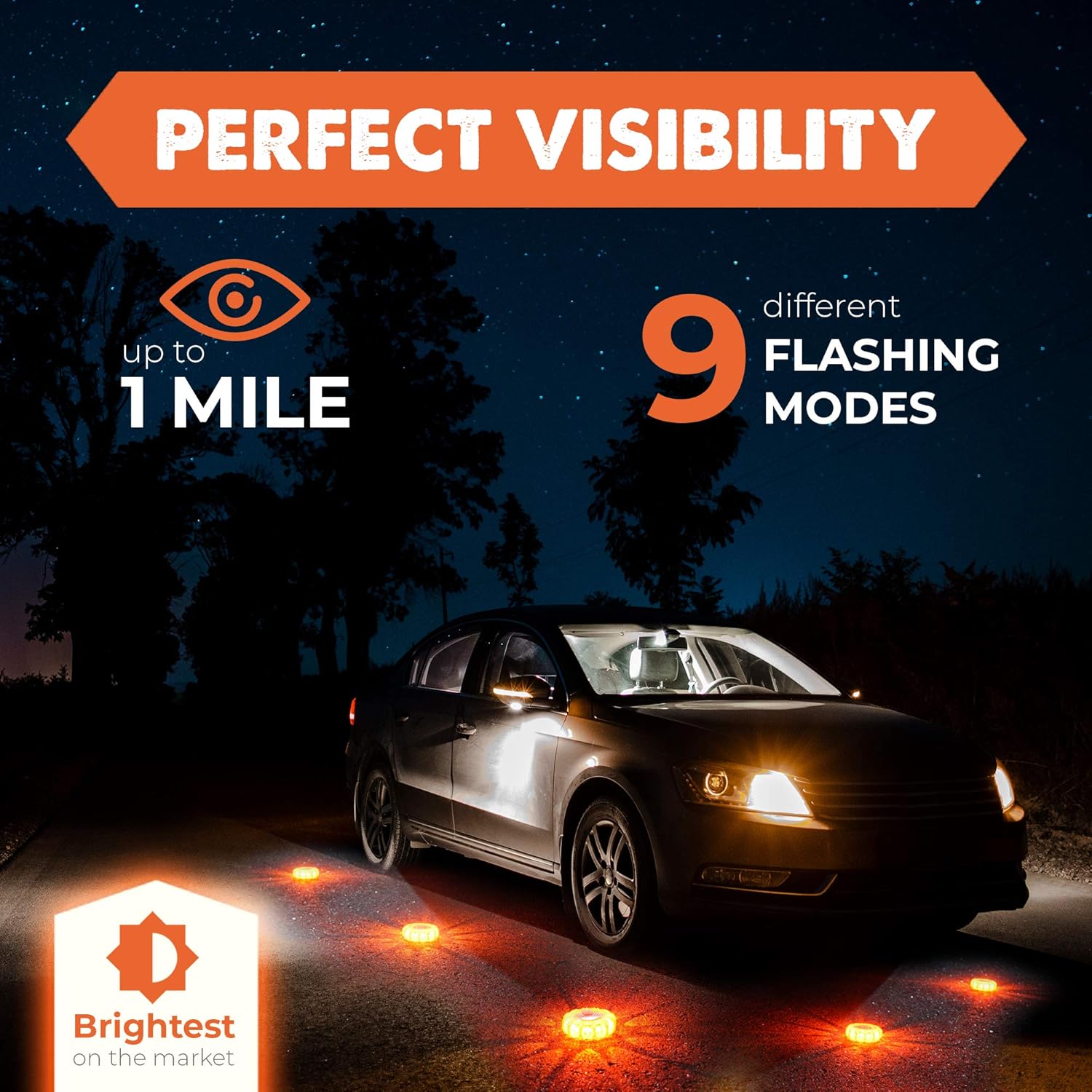 MARCALA LED Road Flares 6-Pack | The Only Roadside Safety Disc Kit with a Whistle | DOT Compliant LED Safety Flares Kit w/Batteries Installed, Carry-Case and 4 Bonus Items | Feel Safer on the Road!: Automotive