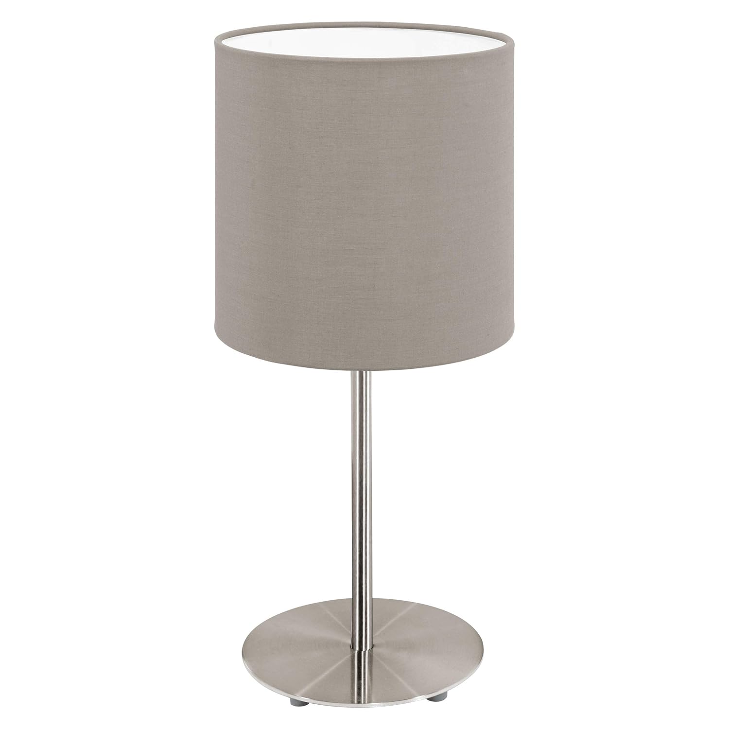 H 27 5 Cm Eglo Tischlampe Pasteri Farbe Nickel Matt Inkl Schalter Taupe Nachttischlampe Aus Stahl Und Stoff 1 Flammige Textil Tischleuchte Fassung E14 Beleuchtung Kronleuchter