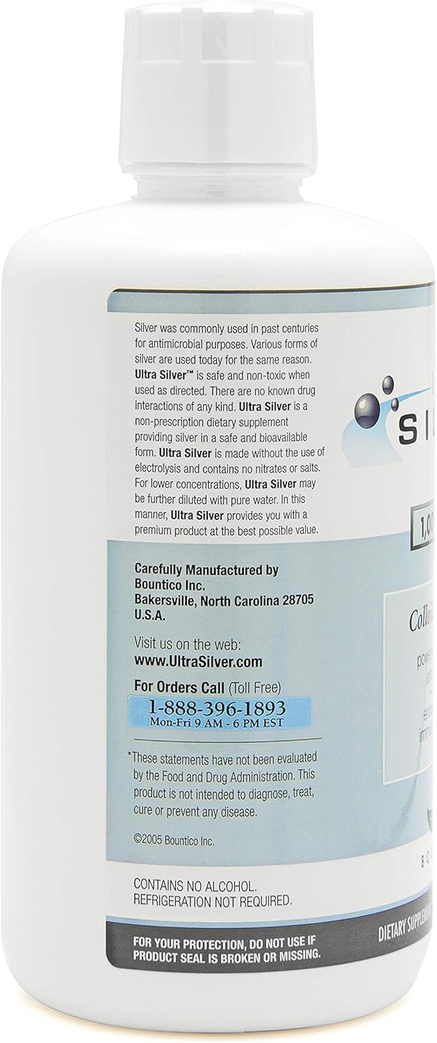 Ultra Silver® Colloidal Silver | 1,000 PPM, 32 Oz (946mL) | Mineral Supplement | True Colloidal Silver - 4 oz Dropper Bottle (Empty) Included for Dispensing!: Health & Personal Care