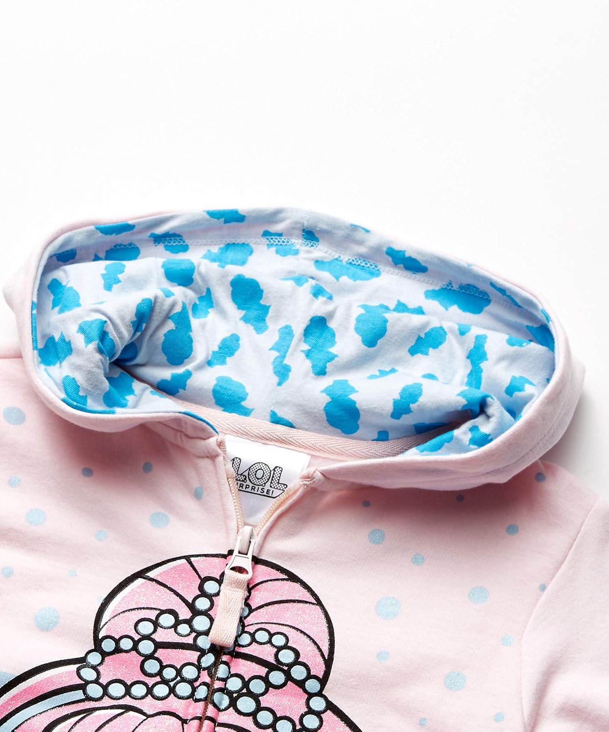 L.O.L. Surprise! Girls' The Glitterati Crystal Queen Big Face Zip-up Hoodie: Clothing