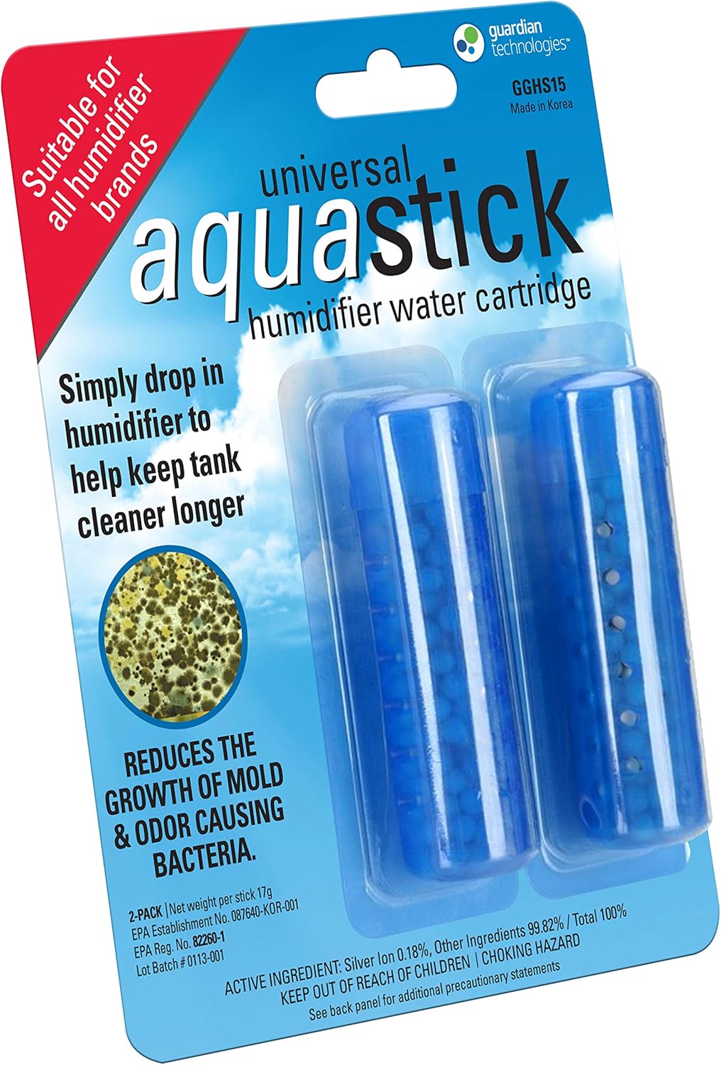 Guardian Technologies GGHS15 Aquastick Antimicrobial Humidifier Treatment, 2-Pack, Pure Guardian Humidifiers, Evaporative Humidifier Water Tanks: Health & Personal Care