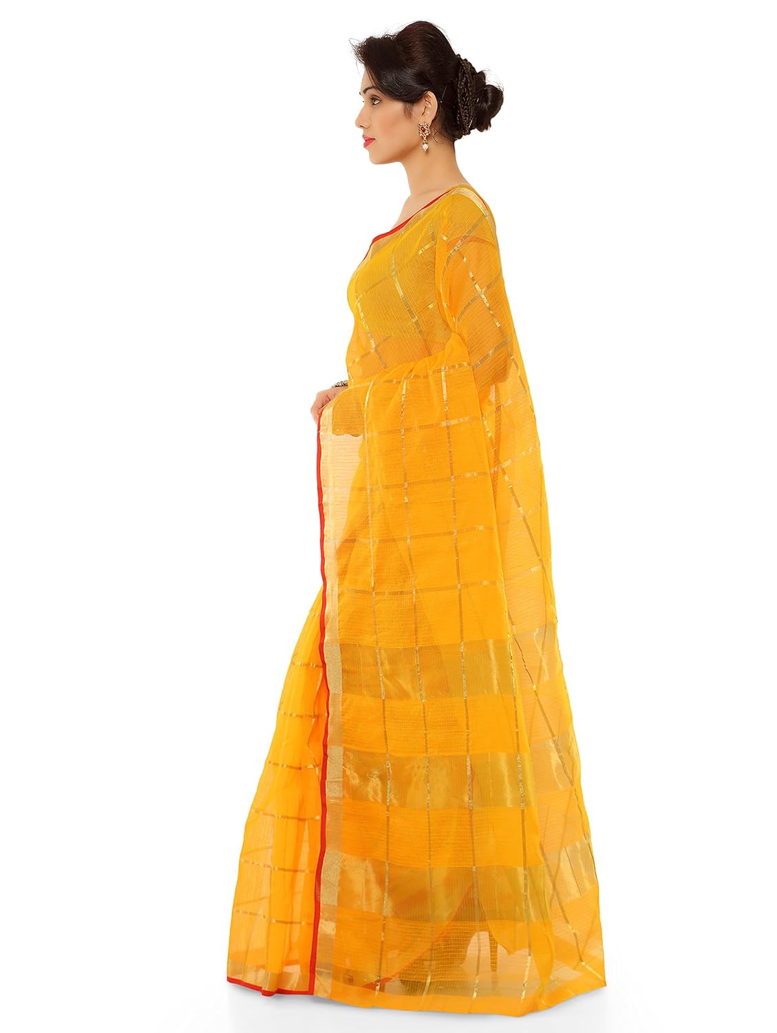 kvsfab women's cotton silk saree,yellow