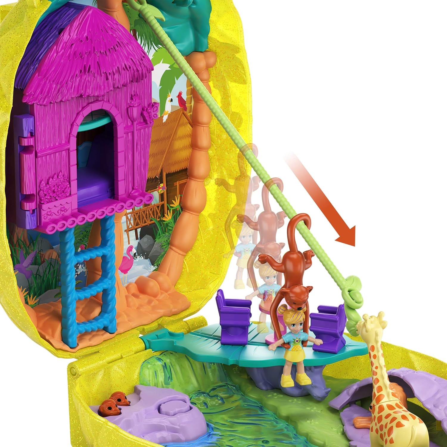 Polly Pocket Polly & Lila Tropicool Pineapple Wearable Purse Compact, Multi: Toys & Games