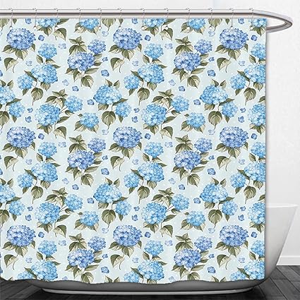 Amazon Com Beshowere Shower Curtain Floral Set Blue Hydrangea