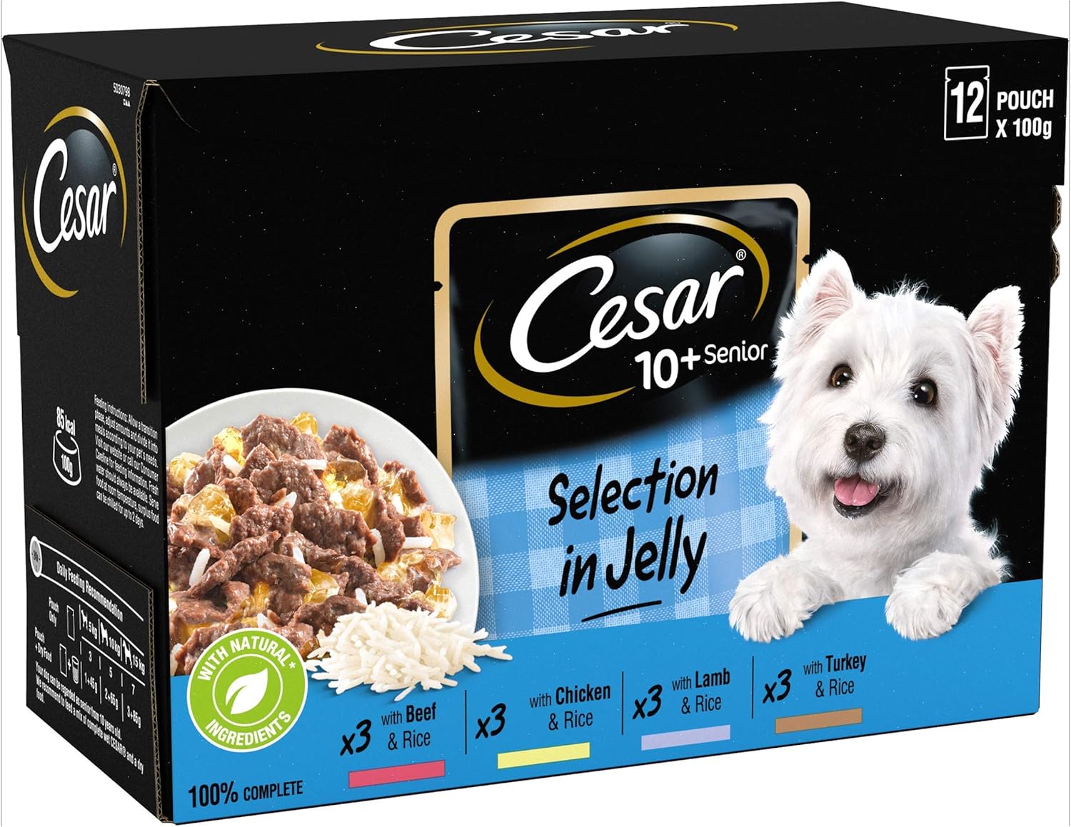 CESAR Senior 10+ Deliciously Fresh Wet Dog Food Pouches Aged Dogs, Mixed Selection in Jelly