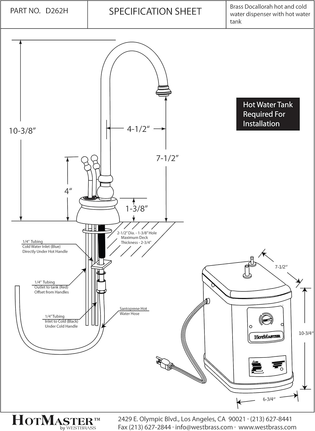 Westbrass D262H-12 Hot and Cold water dispenser, Oil Rubbed Bronze - - 