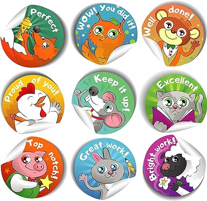 Amazon Mr Stimer 子供 幼児用ご褒美ステッカー 先生へのモチベーションを高めるステッカー 0枚 1ロールあたり9種類のカラフルなスタイル 直径1 5インチの大型ステッカー 学用品 文房具 オフィス用品