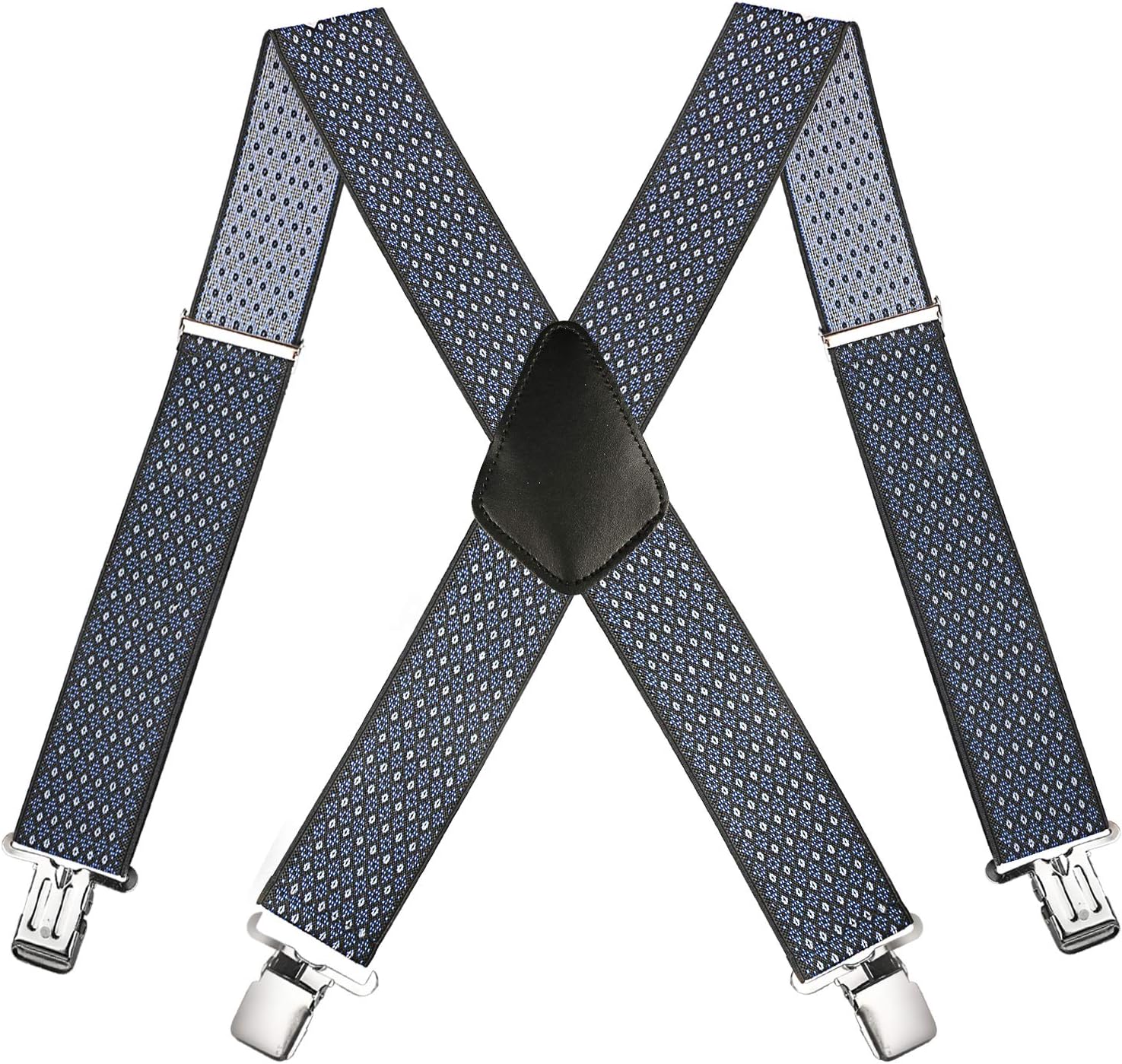 Mens Suspenders X Back 2 inch Adjustable Elastic Suspenders - Solid Straight Clip Suspender for Men Braces