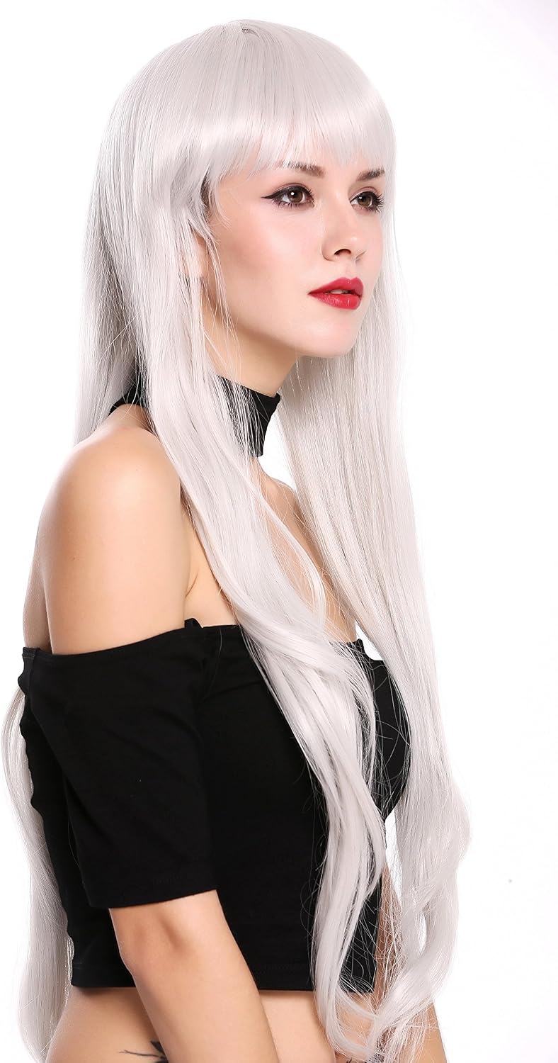 WIG ME UP - S000D75-MD60 Lady Quality Wig Cosplay long fairytale style fairy bangs fringe grayish white, White-gray (MD60) - Image 3