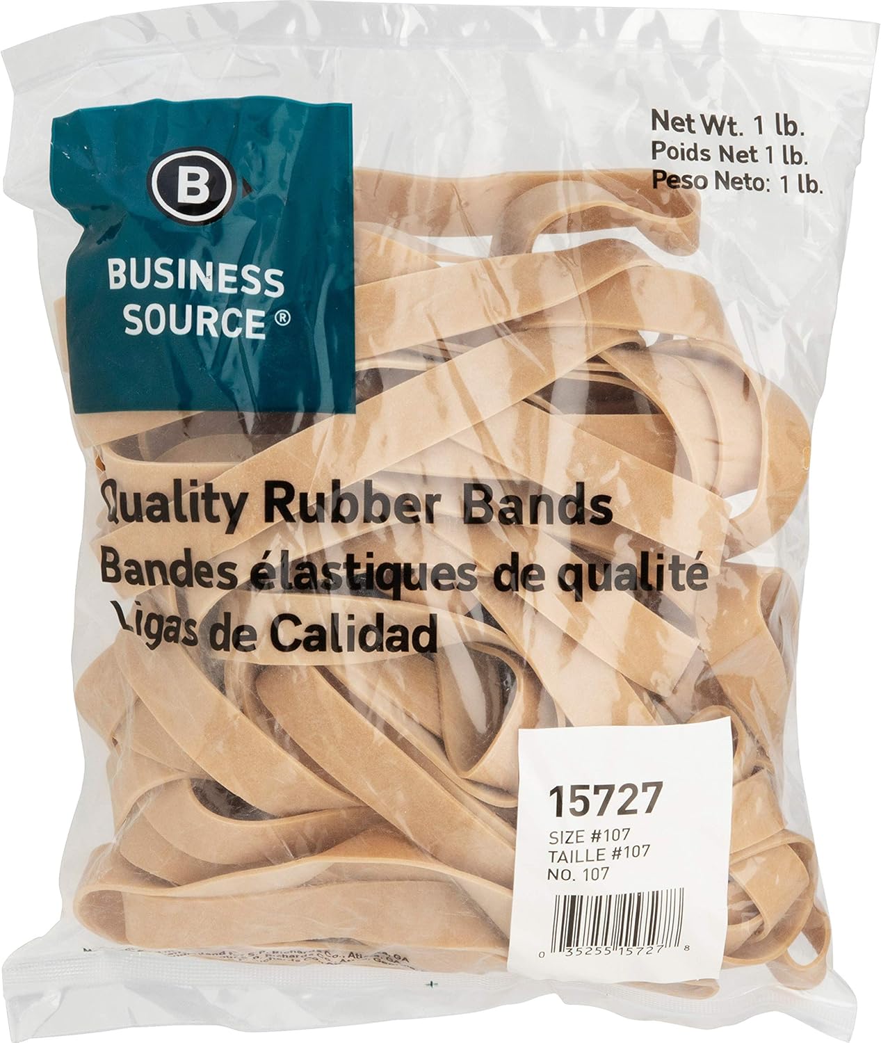 Business Source Size 107 Rubber Bands - 1 lb. Bag (15727), 40 Count : Office Products