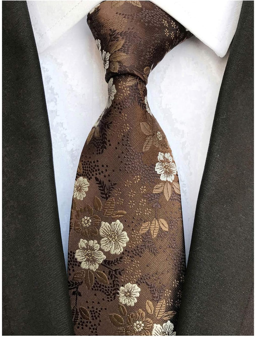 Men's Tie Cravat Jacquard Luxury Small Floral Pattern Wedding Necktie by Elfeves