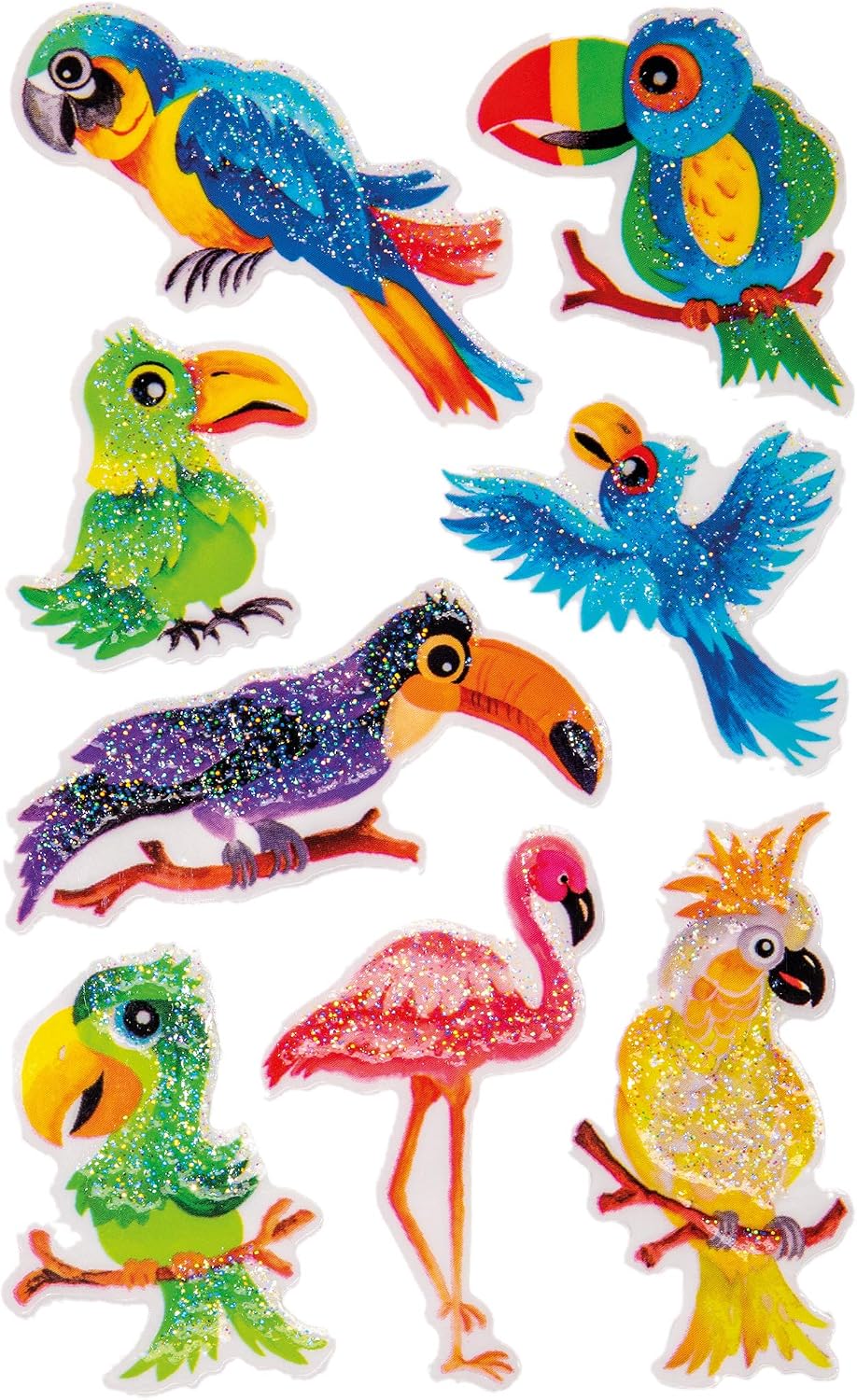 Z-Design AVERY Zweckform Glitter Sticker Birds 8 Stickers (Self-Adhesive Colourful Children's Stickers for Playing Crafts