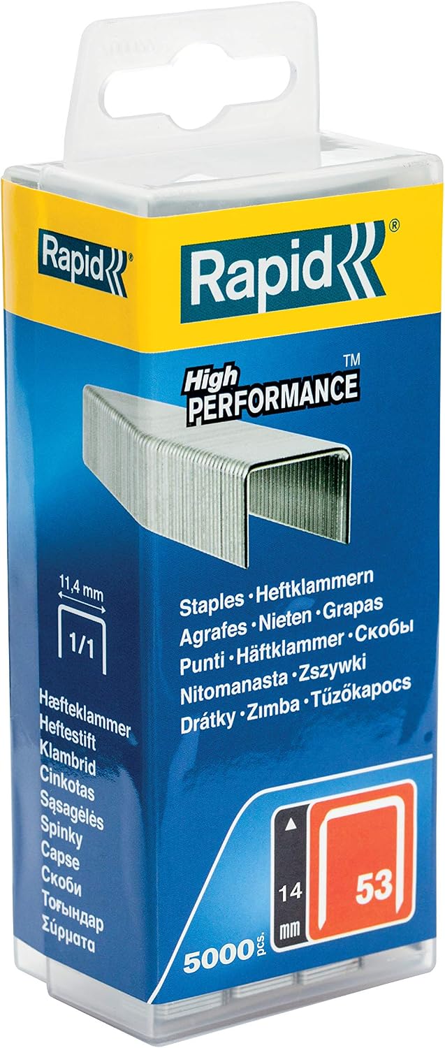 Rapid High Performance Staples, No.53, Leg Length 14 mm, 40303087 - 5000 Pieces, silver, 5000 Pack - Image 3