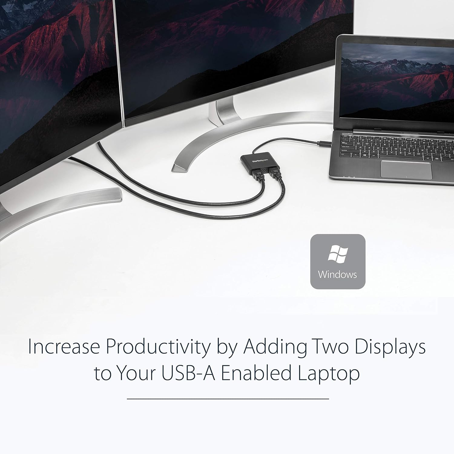 StarTech USB 3.0 to Dual HDMI Adapter - 4K 30Hz - External Video & Graphics Card - Dual Monitor Display Adapter - Supports Windows (USB32HD2),Black: Computers & Accessories