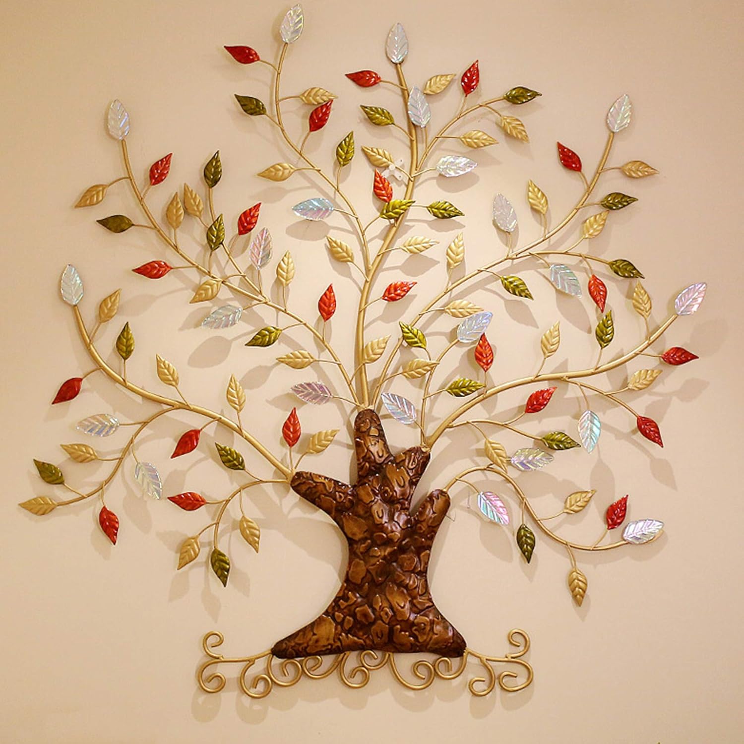 Tree of Life Metal Wall Art, 3D Wall Decor, Crystal Sequins Leaves