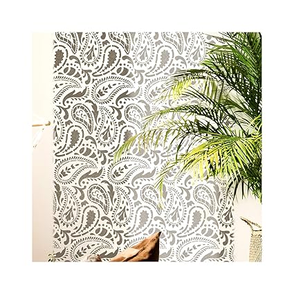Taj Mahal Paisley Furniture Wall Floor Stencil For Painting Wall
