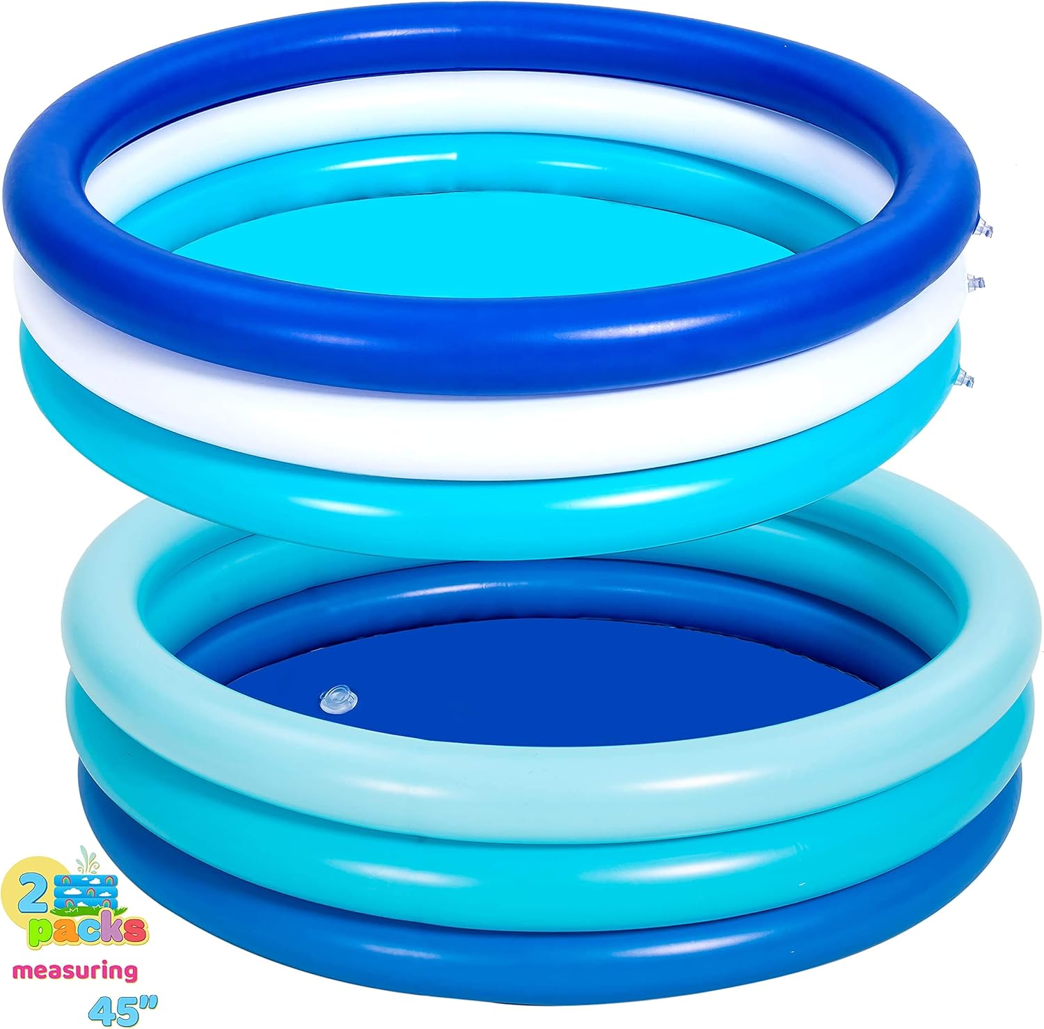 2 Packs 45" X 10" Inflatable Kiddie Pool, Blue Baby Swimming Pool, Summer Swimming Pool for Kids Water Pool Summer Fun, Indoor&Outdoor Pit Ball Pool for Ages 3+: Toys & Games