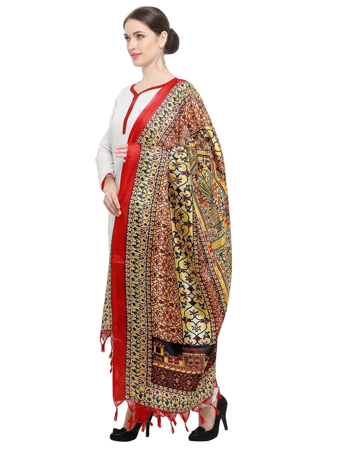 varayu women's art silk floral printed dupatta