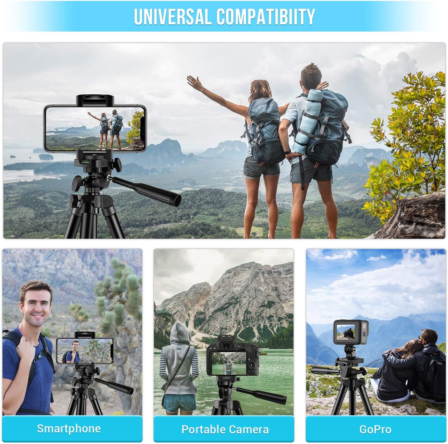 【New Version】 Phone Tripod, Premium Aluminum Alloy Camera Tripod with Cell Phone Mount & Wireless Bluetooth Remote, Professional 50" Extendable Portable Tripod Stand, Compatible with iOS/Android : Camera & Photo