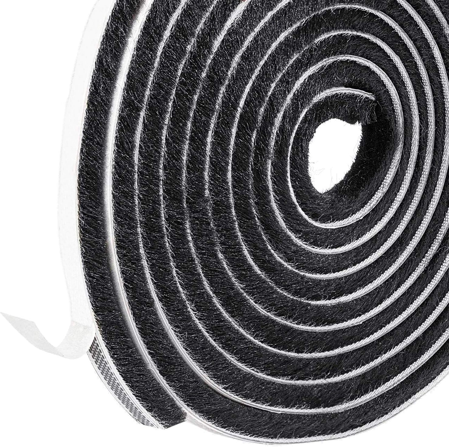 RFWIN Brush Weather Stripping Seal Strip Draft-Air Stopper Self-Adhesive Windows Frame Brush Seal Draught Excluder, 9mm x 5mm x 5m